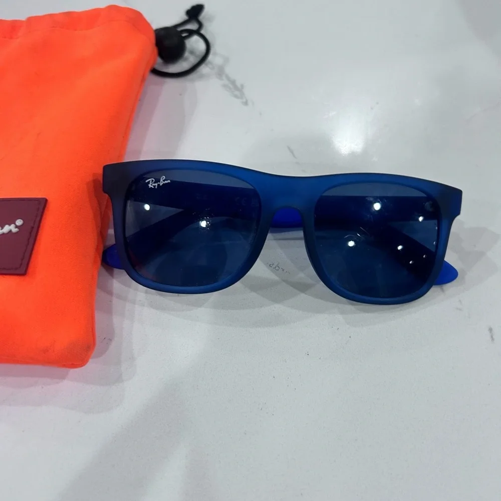 Ray-Ban Vibrant Orange Pouch with Navy Sunglasses